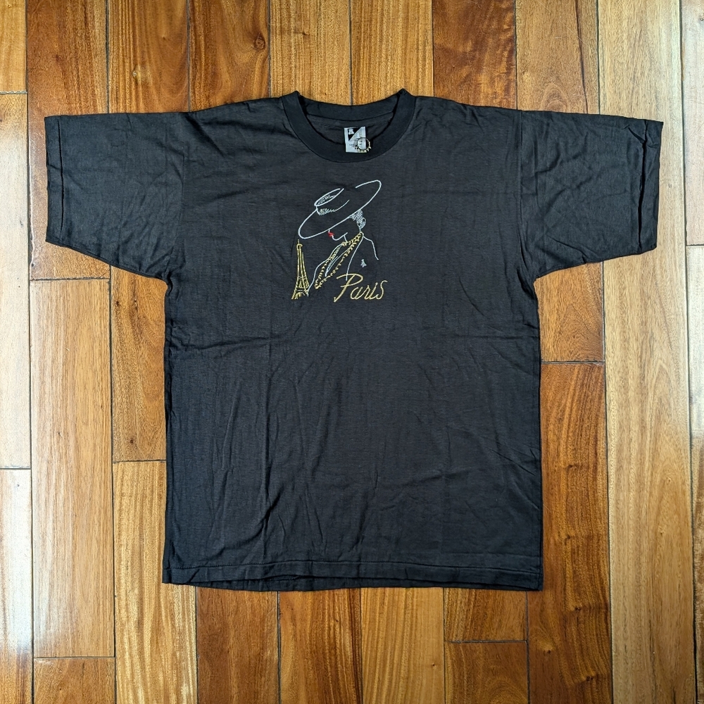 Paris Fashion Vintage Embroidered T-shirt (XL)